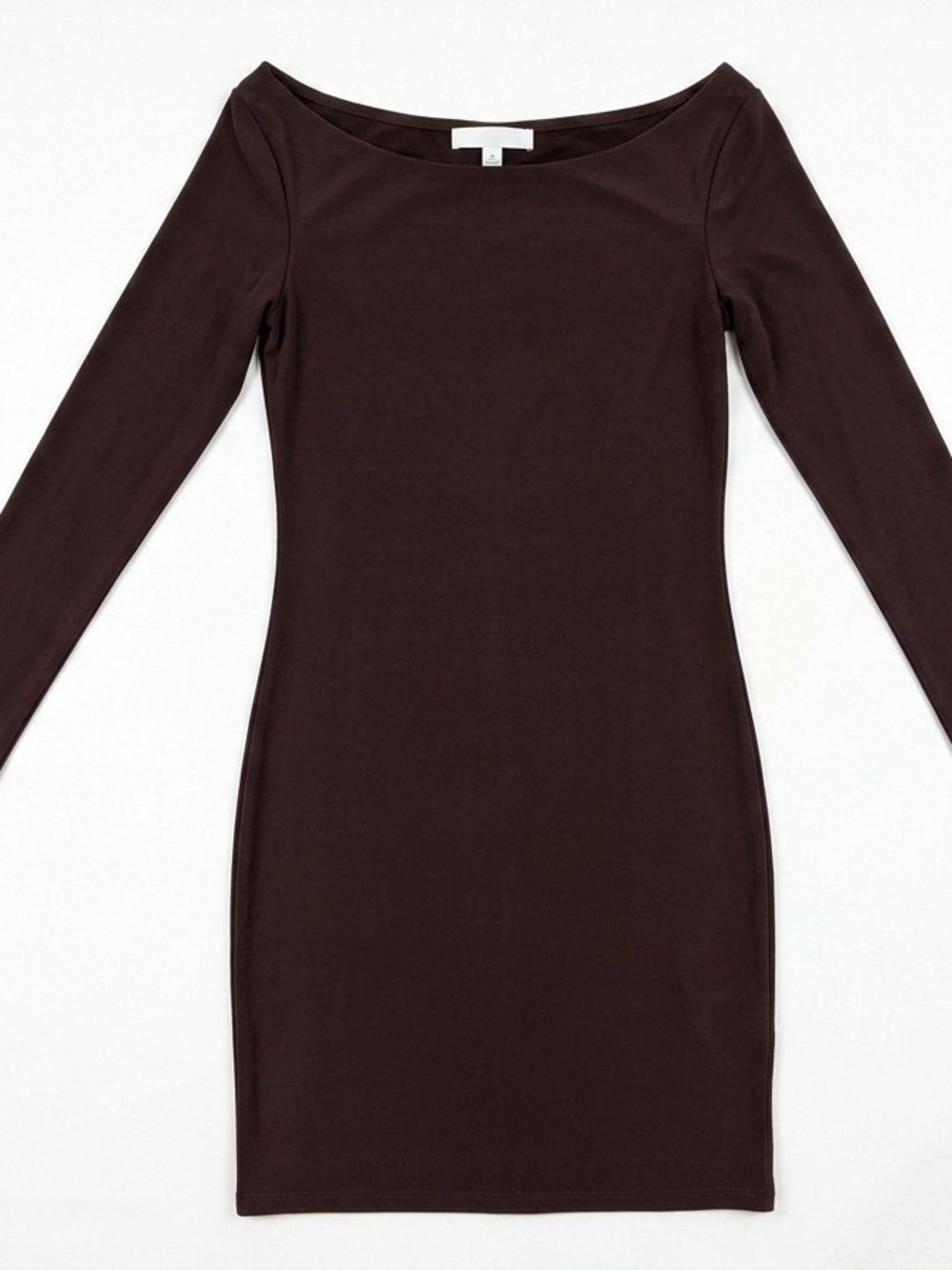 Velvet by Graham & Spencer Dress S Brown Off Shoulder Long Sleeve Stretch Midi